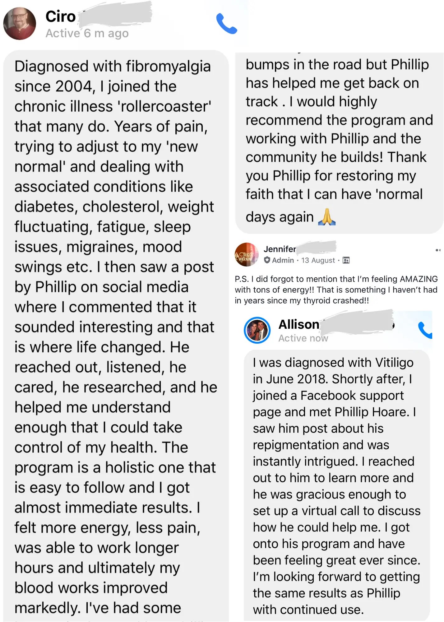 Client messages from Ciro, Jennifer, and Allison
